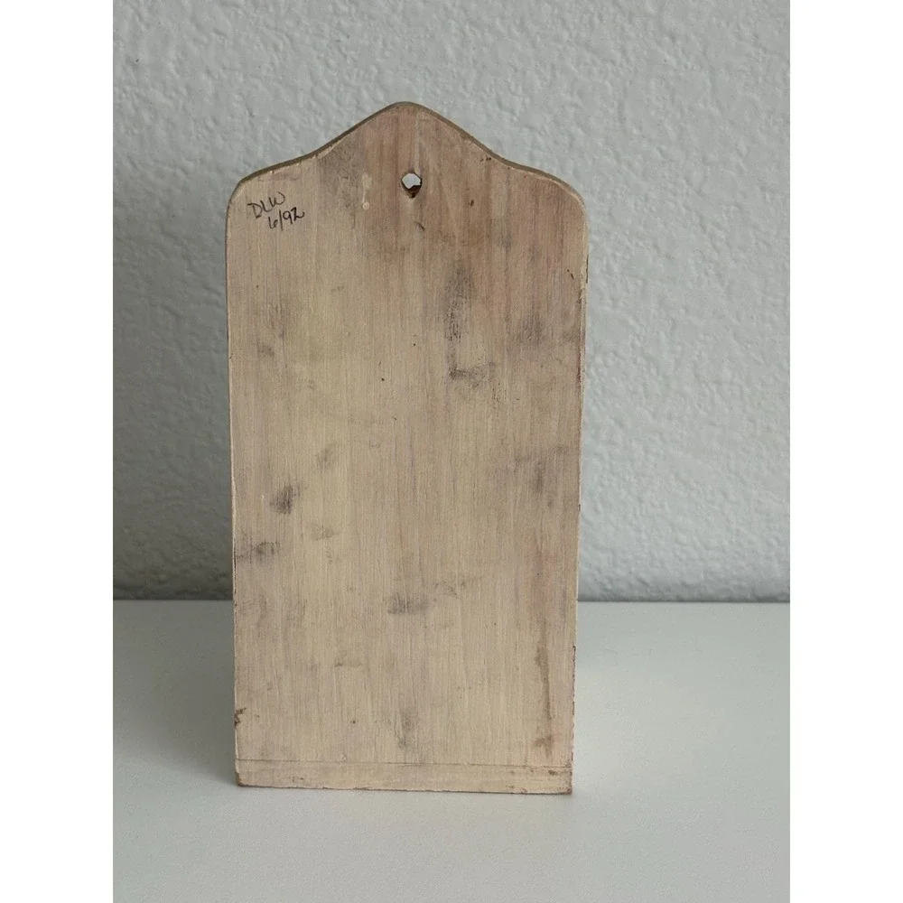Vintage Wooden Matchbox Holder Hand Painted Floral
